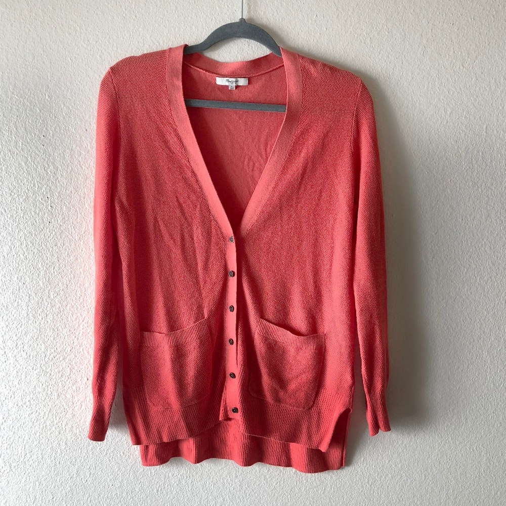 Madewell Spring Weight Cardigan - Coral Pink